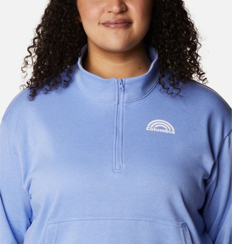 Women's Columbia Trek French Terry Half Zip Sweatshirts Light Blue | Plus Size CA-U4AC0
